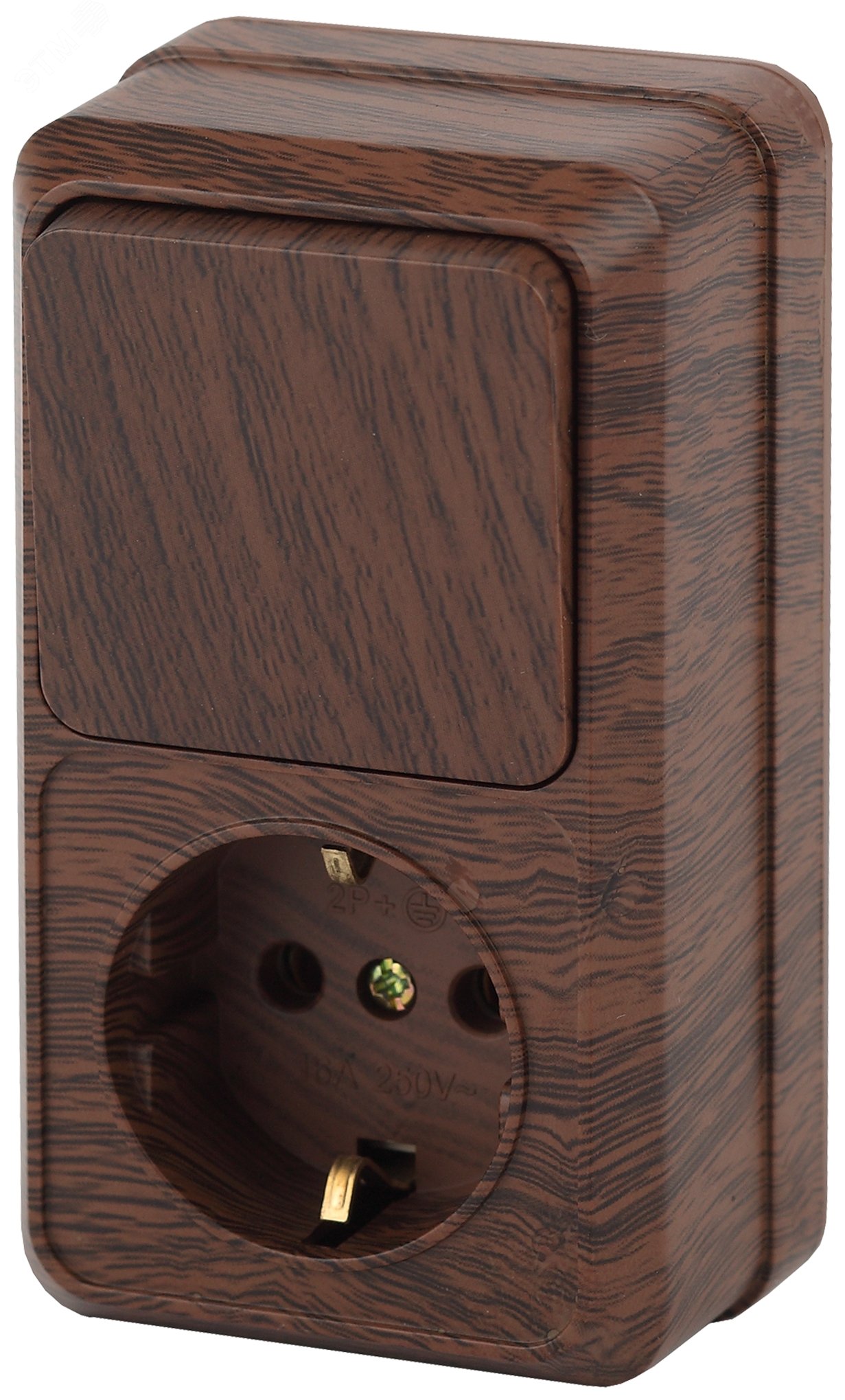 Изображение товара Блок розетка с выключателем Intro Quadro 2-705-10 вертикальный 10А 250В IP20 венге