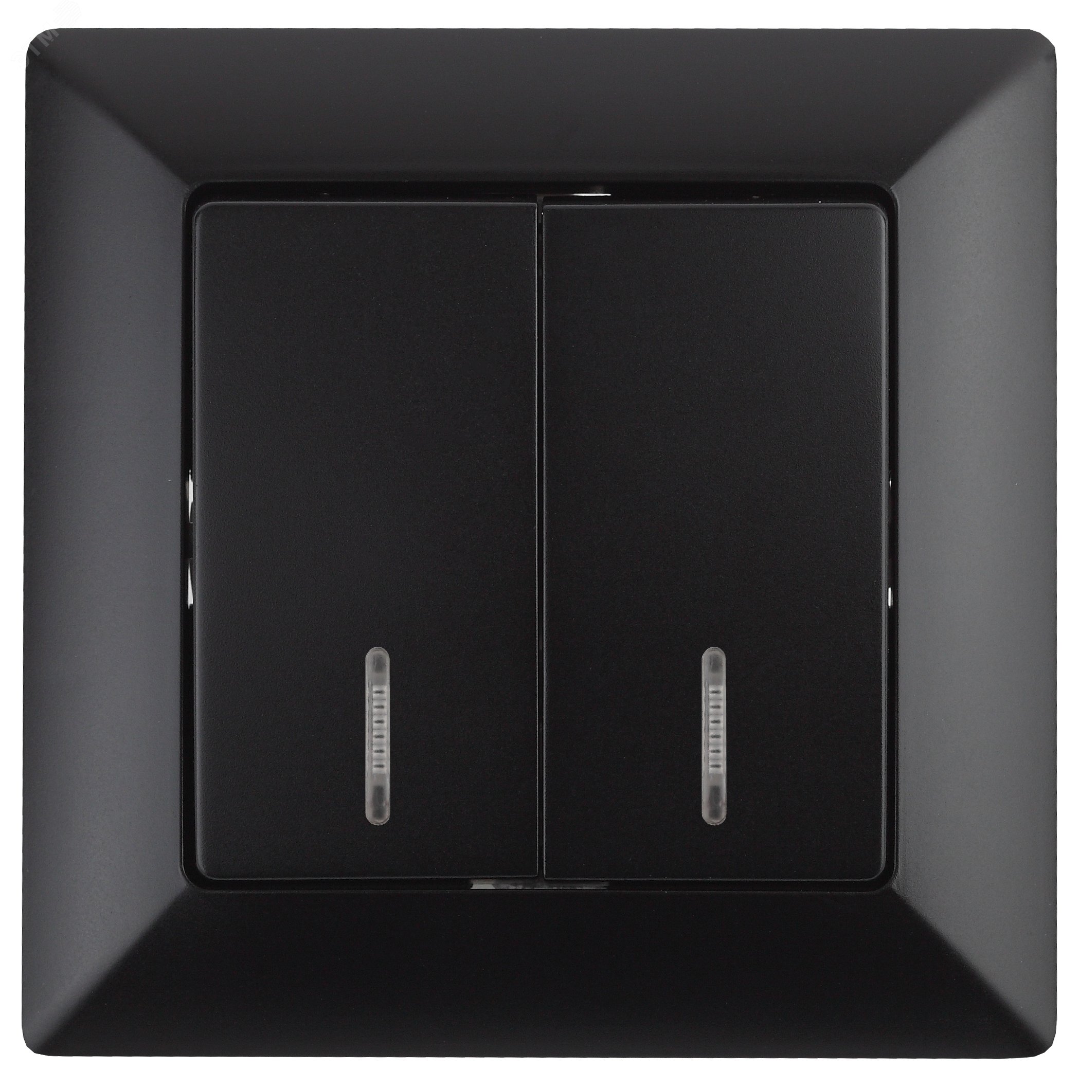 Изображение товара Выключатель двухклавишный скрытого монтажа с подсветкой антрацит 10А 250В Intro Solo 4-105-05 (шт)