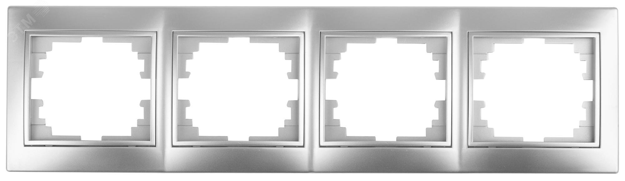 Изображение товара Рамка для розеток и выключателей 4 поста алюминий пластик Intro Plano 1-504-03 (шт)
