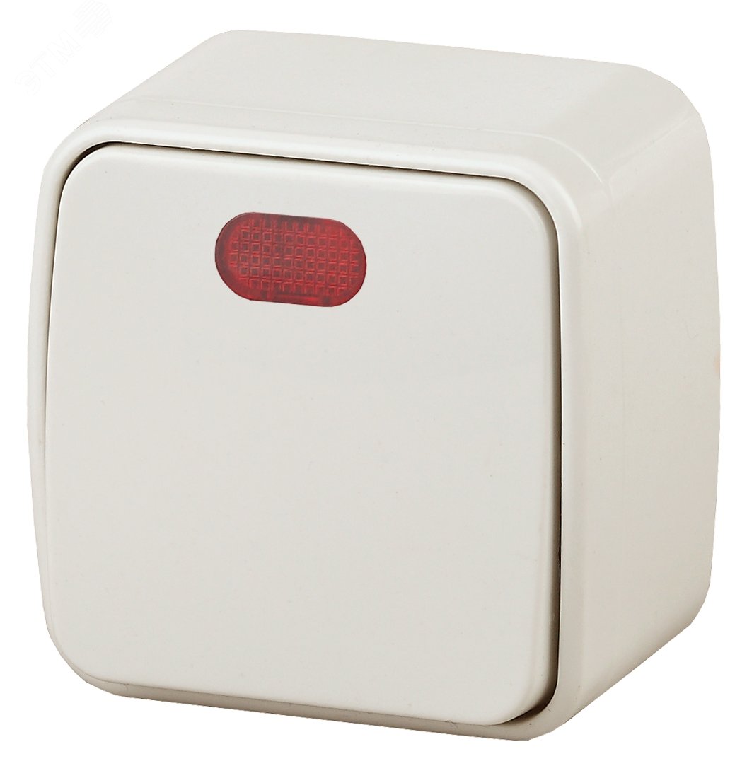 Изображение товара Выключатель одноклавишный с подсветкой Intro Polo 10A 250V открытая установка кремовый