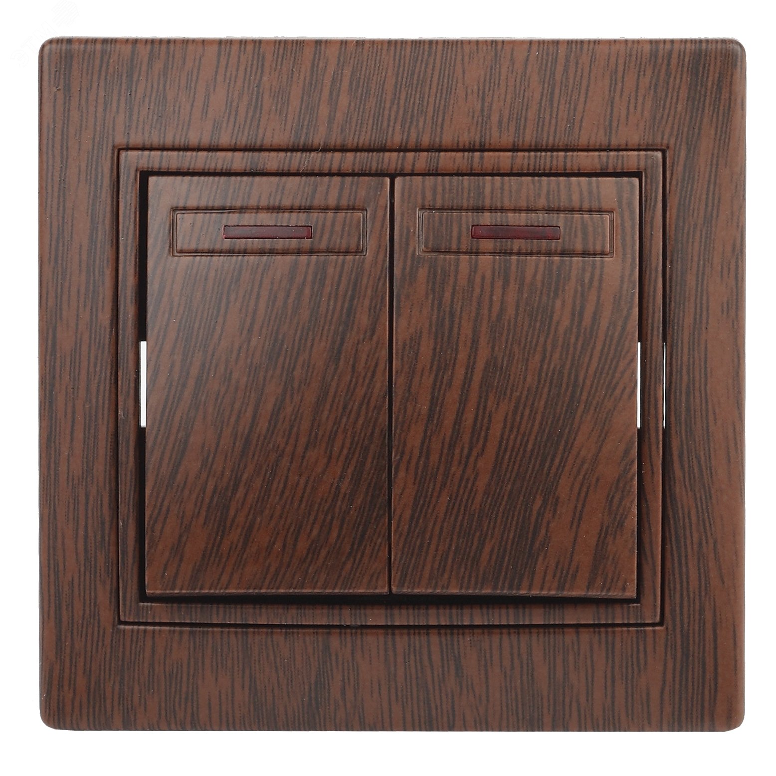 Изображение товара Двухклавишный выключатель с подсветкой серия Intro Plano венге 10А 250В