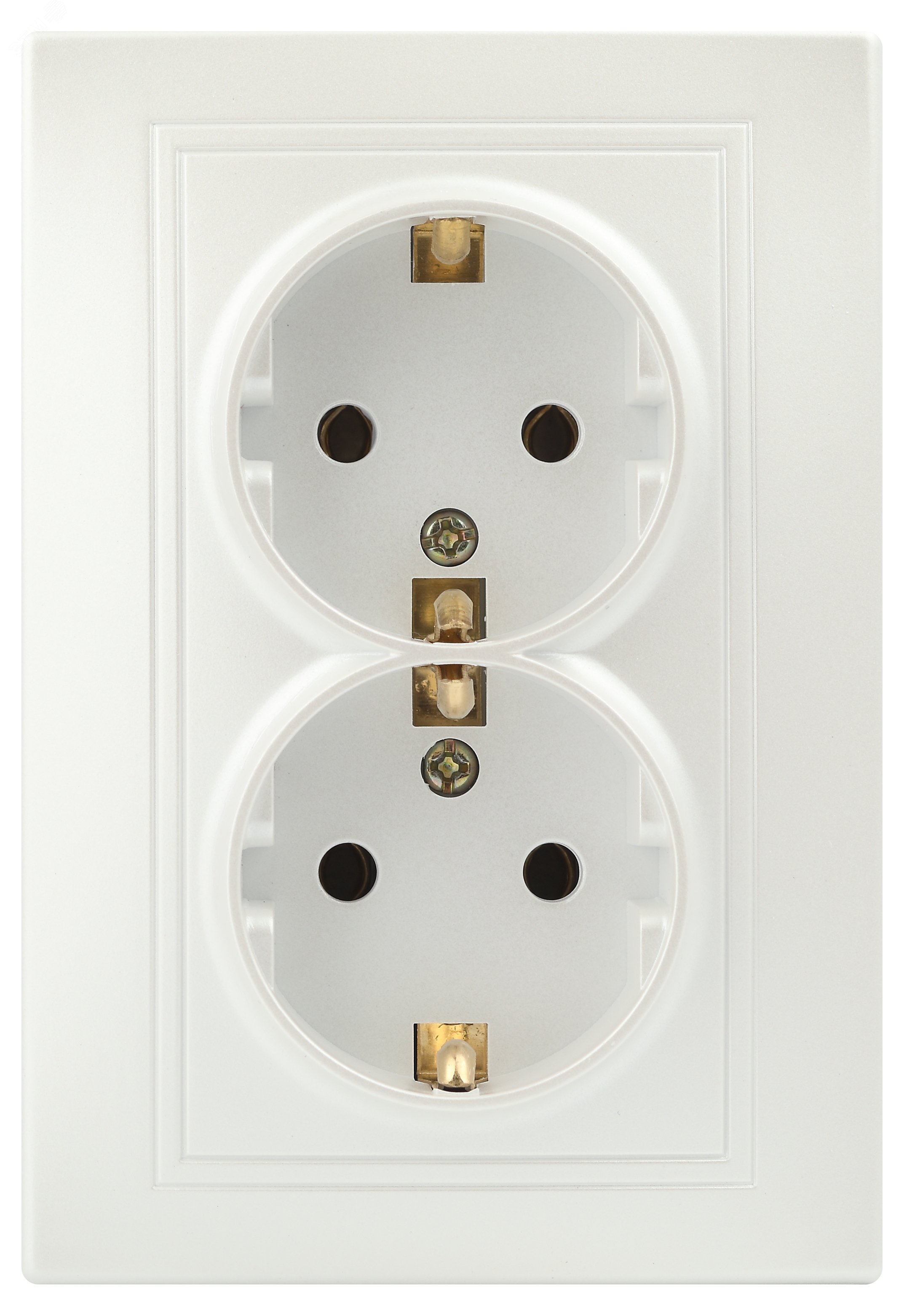 Изображение товара Розетка однофазная двойная скрытого монтажа с заземлением Intro Plano 1-205-06 перламутр