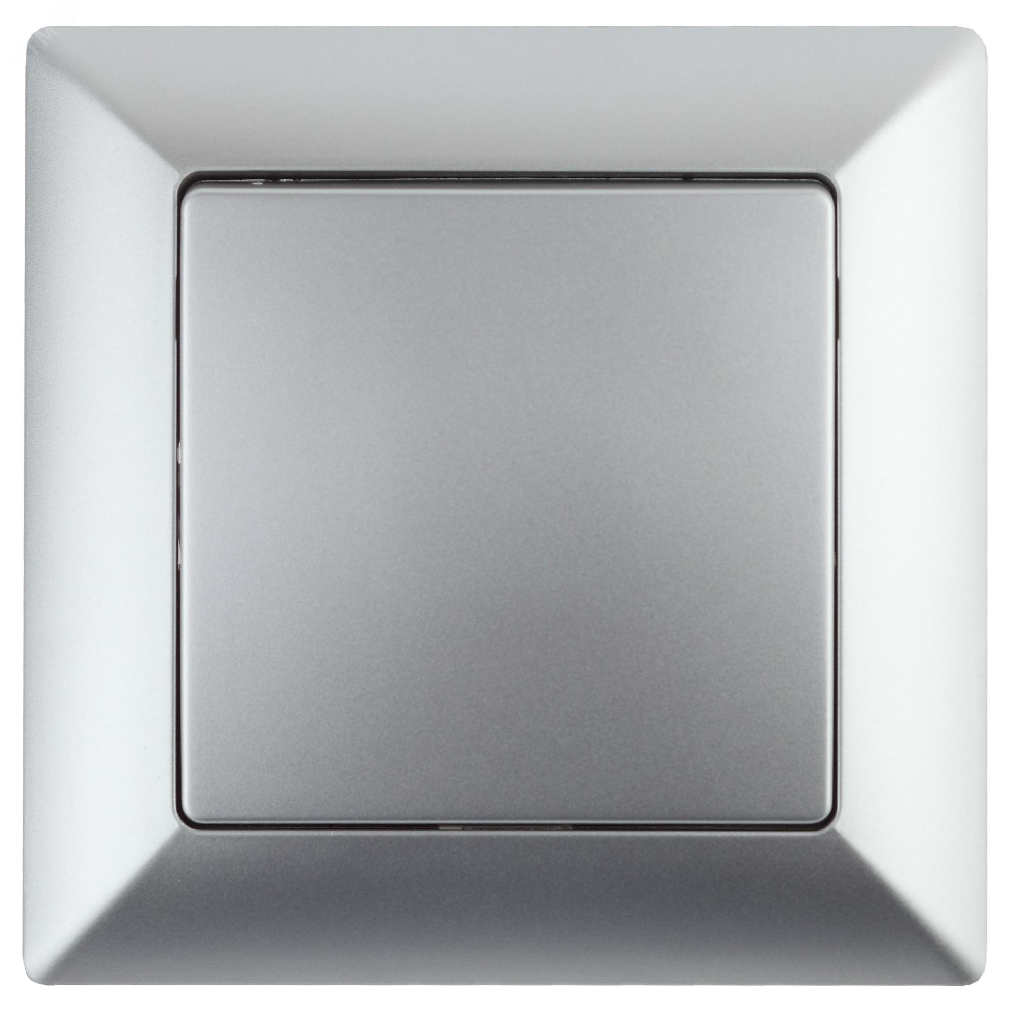 Изображение товара Выключатель одноклавишный скрытого монтажа Intro Solo алюминий 10А 250В