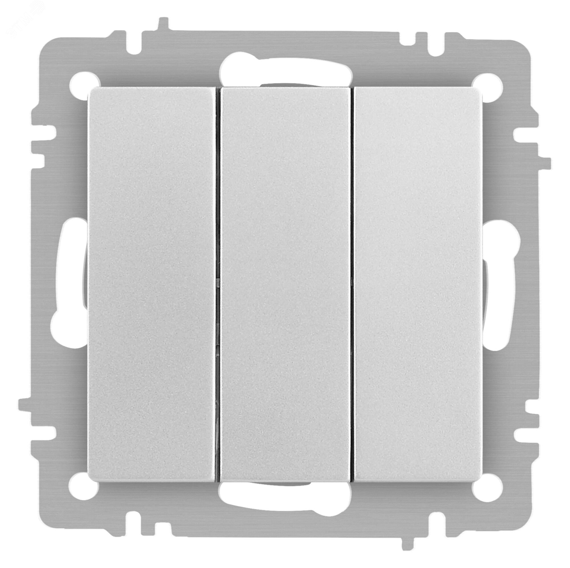 Изображение товара Выключатель трехклавишный в рамку скрытой установки Intro Accent алюминий 10А 250В