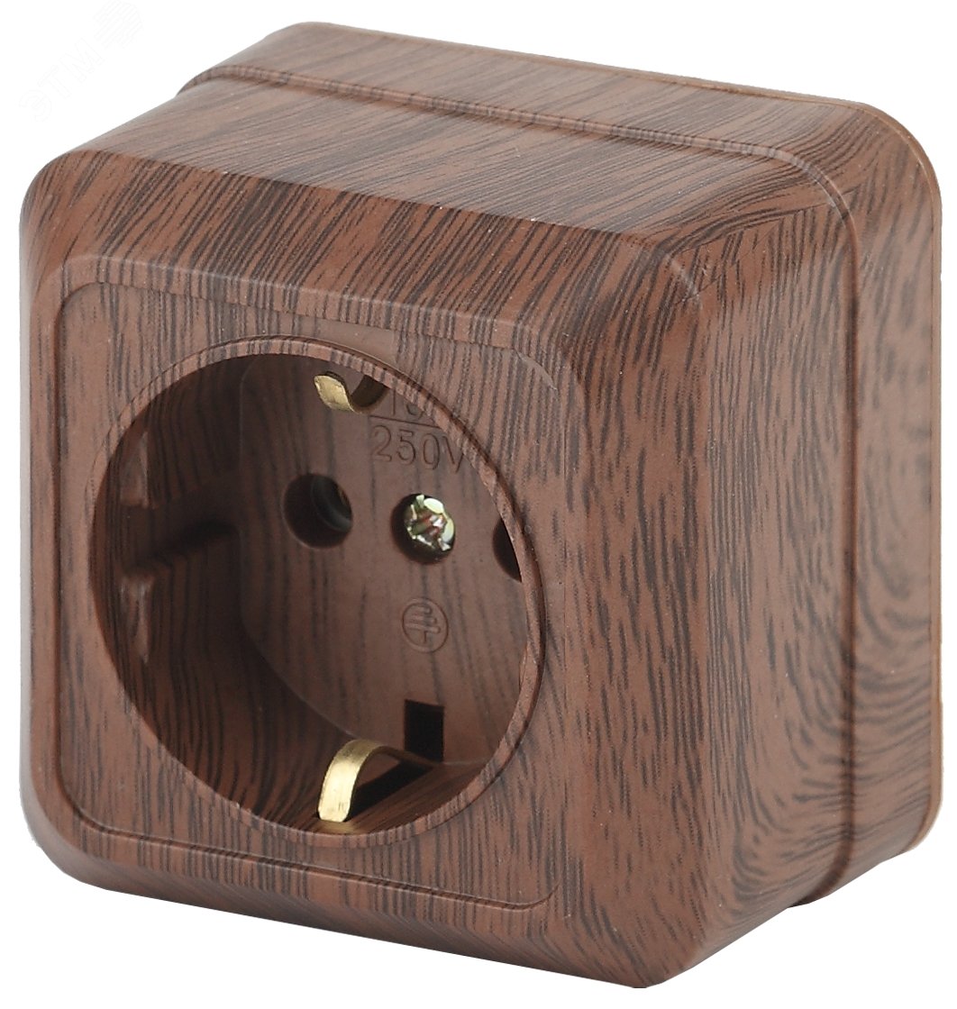 Изображение товара Розетка однофазная наружная (открытой установки) с заземлением без шторок венге 16А 250В IP20 2-202-10 Intro Quadro (шт)