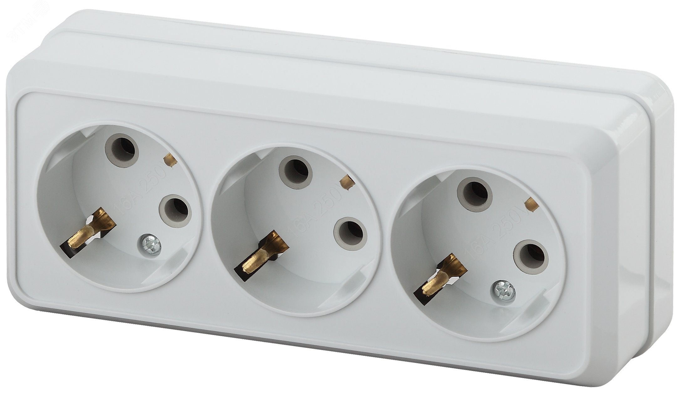 Изображение товара Розетка однофазная тройная Intro Quadro белая 16А 250В IP20