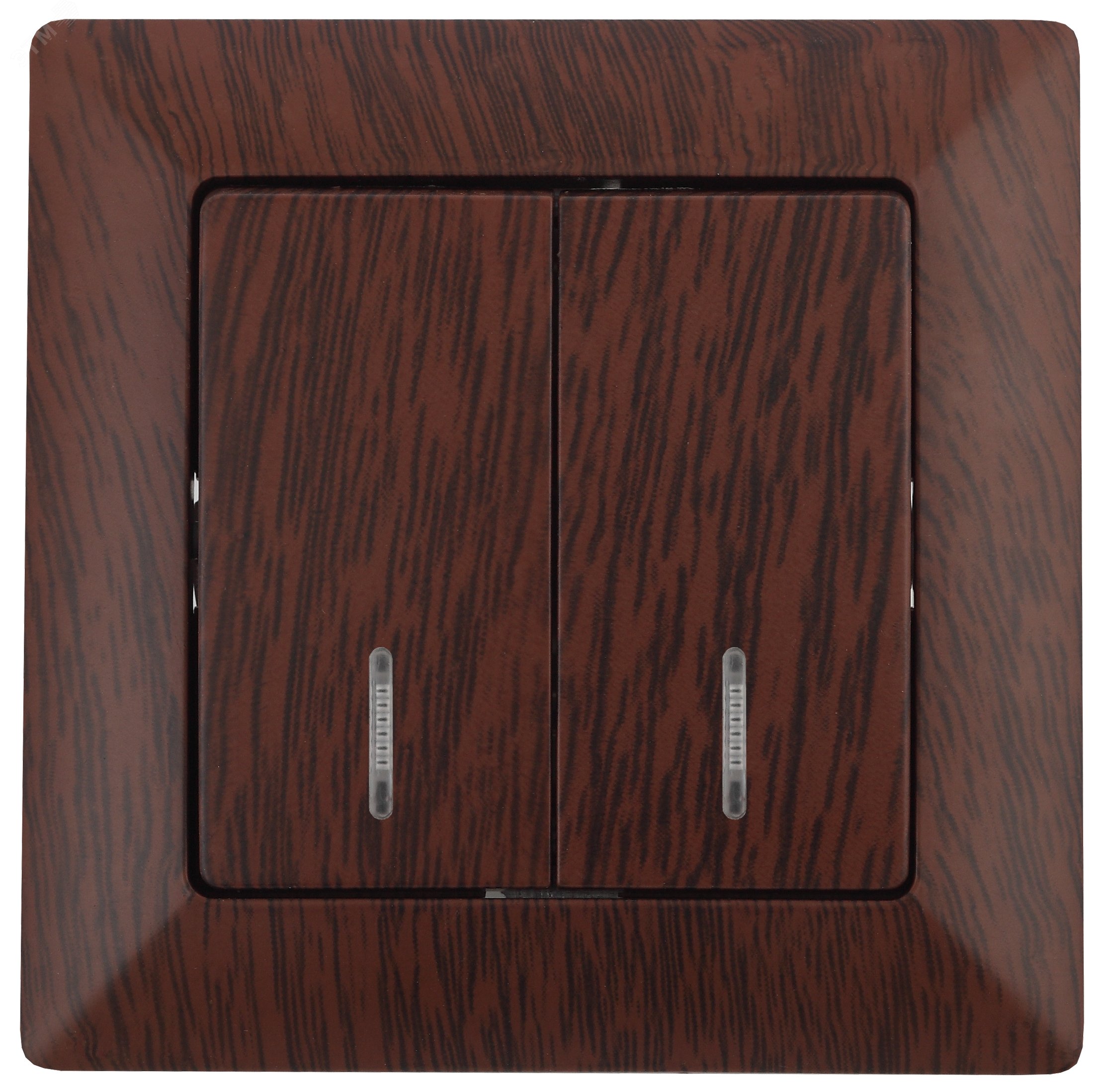 Изображение товара Двухклавишный скрытый выключатель с подсветкой венге 10А 250В Intro Solo