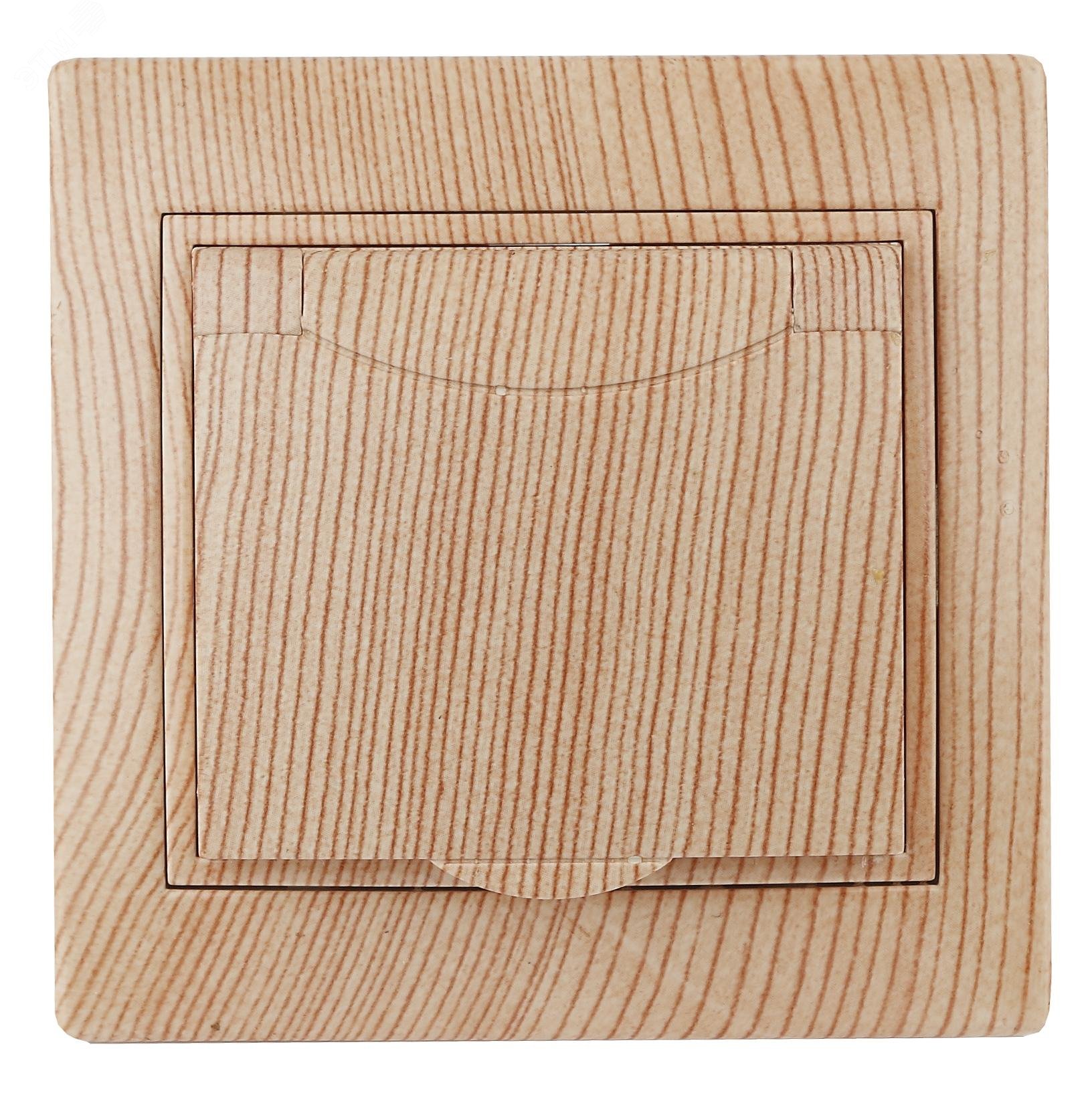 Изображение товара Розетка однофазная скрытого монтажа Intro Plano с крышкой и заземлением сосна 16А IP20