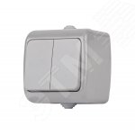 Изображение товара Выключатель Intro Atlantic 5-105-03 двойной с подсветкой 10А IP54 серый