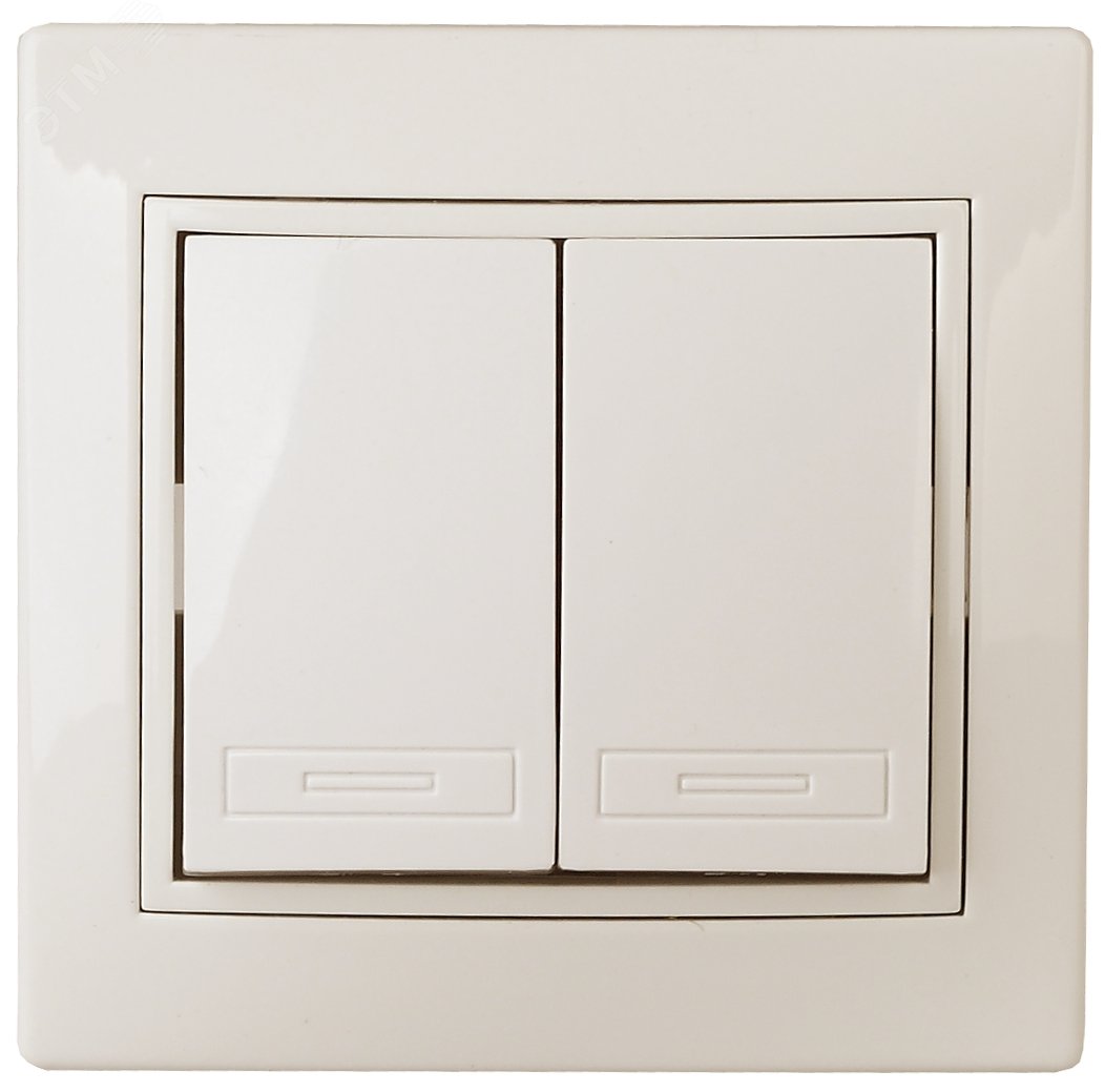 Изображение товара Двухклавишный проходной выключатель Intro Plano 1-107-02 IP20 слоновая кость