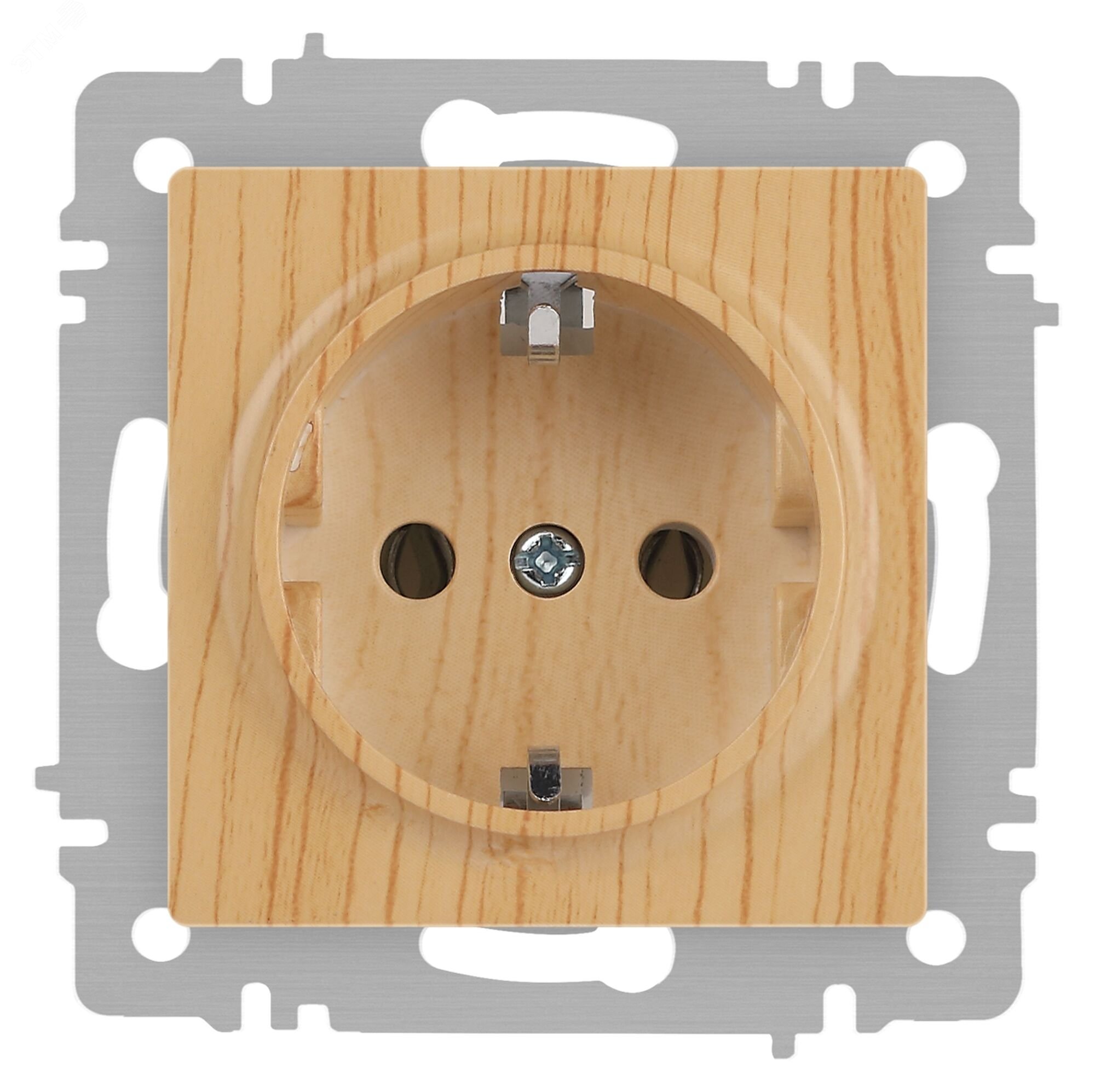 Изображение товара Розетка однофазная скрытого монтажа, в рамку с заземлением без шторок сосна 16А 250В IP20 винтовые зажимы 6-202-11 Intro Accent (шт)