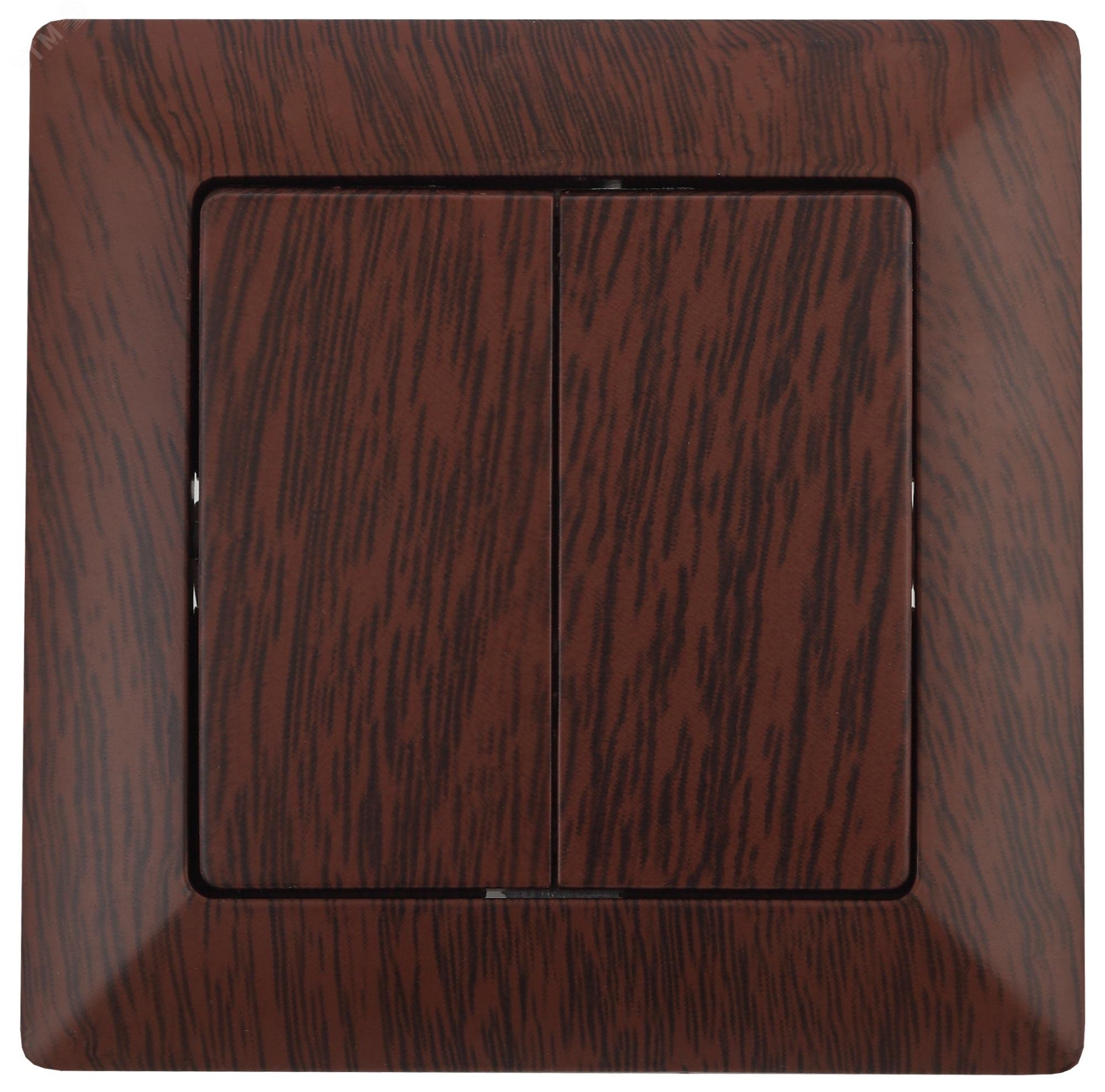 Изображение товара Выключатель двухклавишный скрытого монтажа венге Intro Solo 4-104-10 250В 10А