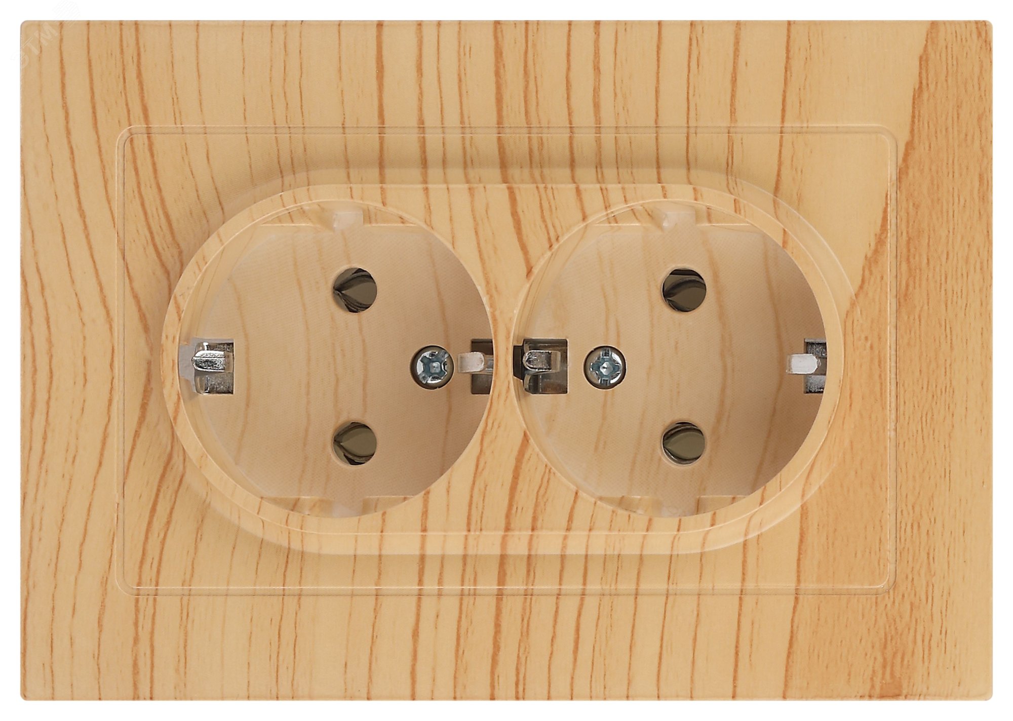 Изображение товара Розетка однофазная двойная скрытого монтажа, в рамку с заземлением без шторок сосна 16А 250В IP20 винтовые зажимы 6-205-11 Intro Accent (шт)