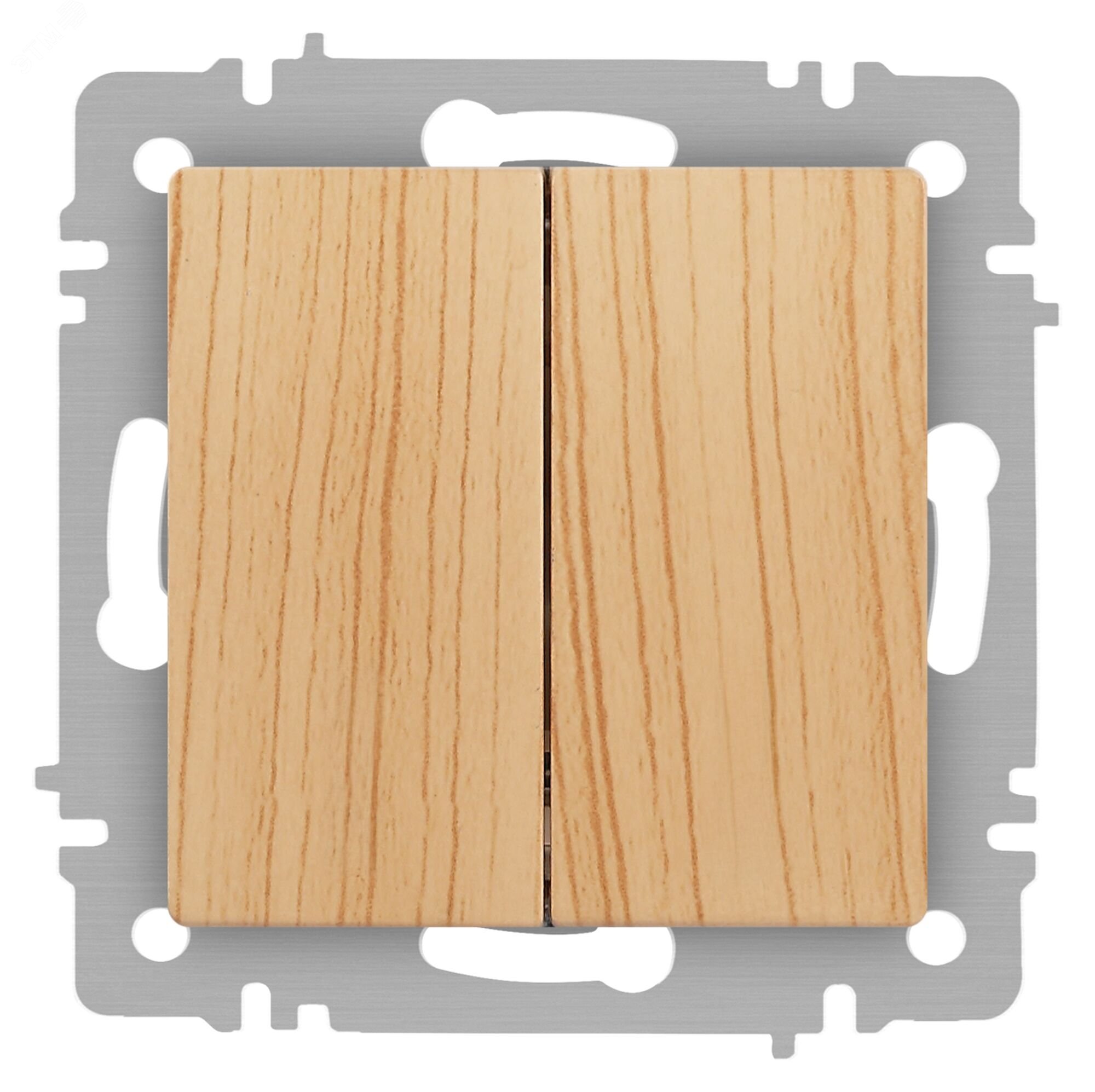 Изображение товара Переключатель Intro Accent 6-107-11 двойной, 10А-250В, IP20, СУ, AL/CU, сосна (шт)