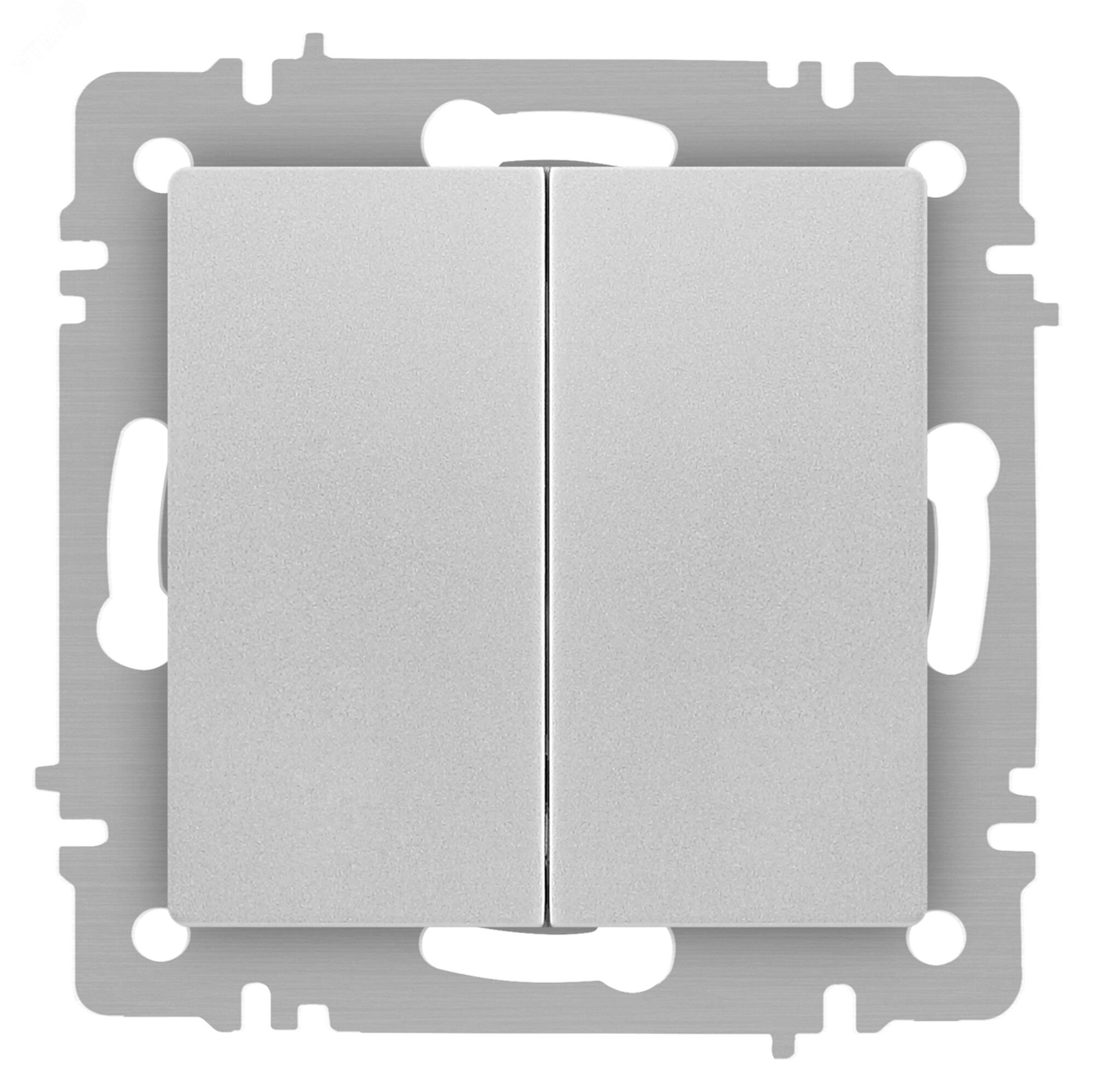 Изображение товара Выключатель двухклавишный серии Intro Accent скрытой установки алюминиевый 10А 250В