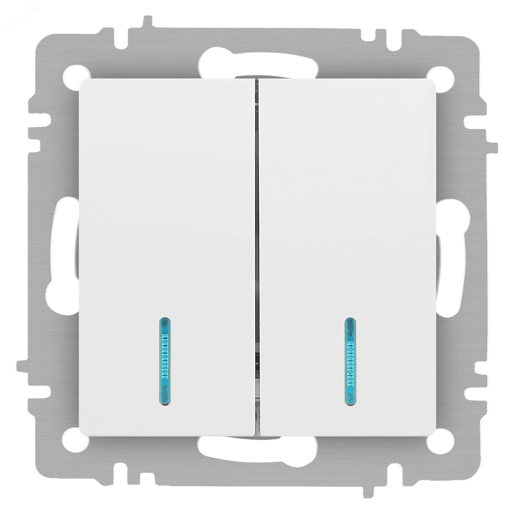 Изображение товара ДвуКлавишный выключатель с подсветкой Intro Accent 6-105-01М белый матовый 10А 250В