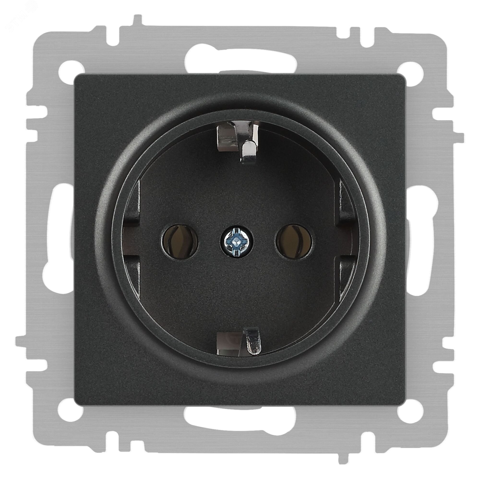 Изображение товара Розетка однофазная скрытого монтажа, в рамку с заземлением без шторок графит 16А 250В IP20 винтовые зажимы 6-202-07 Intro Accent (шт)
