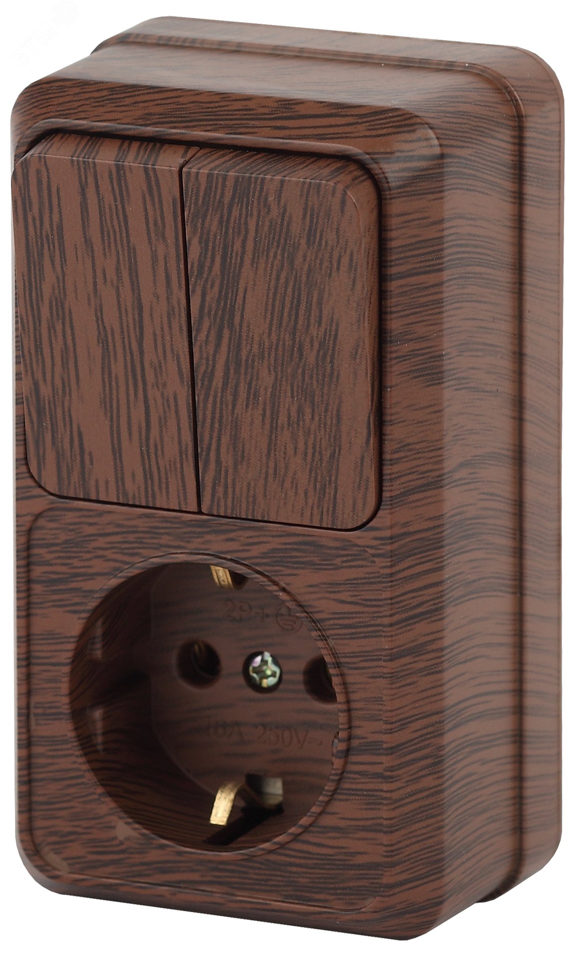 Изображение товара Блок розетка с выключателем Intro Quadro 2-706-10 вертикальный 16А IP20 Венге