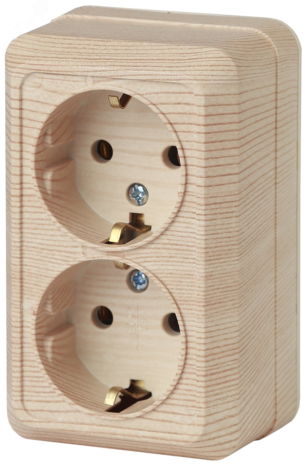 Изображение товара Розетка однофазная наружная с заземлением серия Outro Quadro 16А 250В сосна