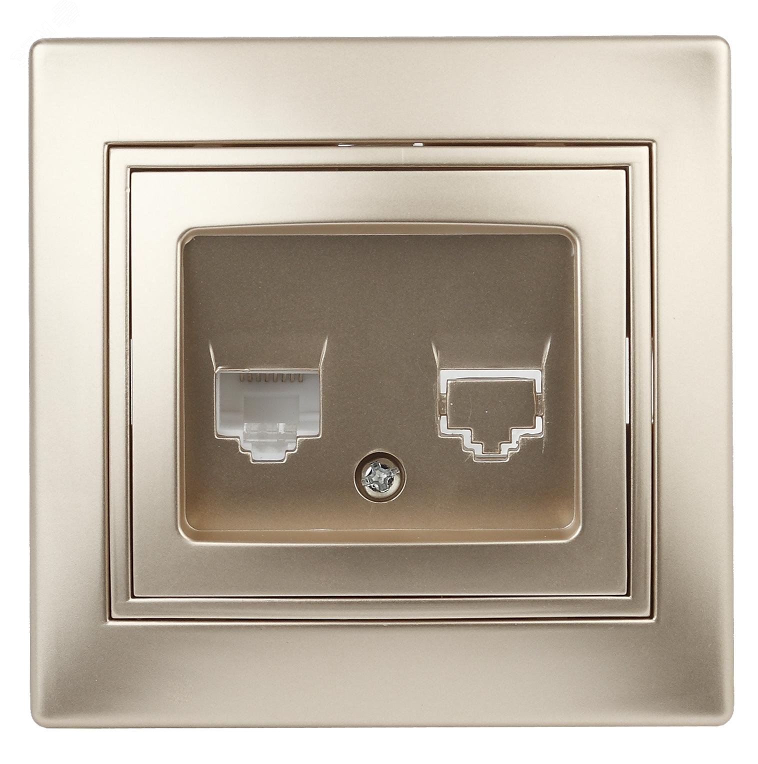 Изображение товара Розетка информационная RJ45 Intro Plano скрытая установка шампань 1-303-04