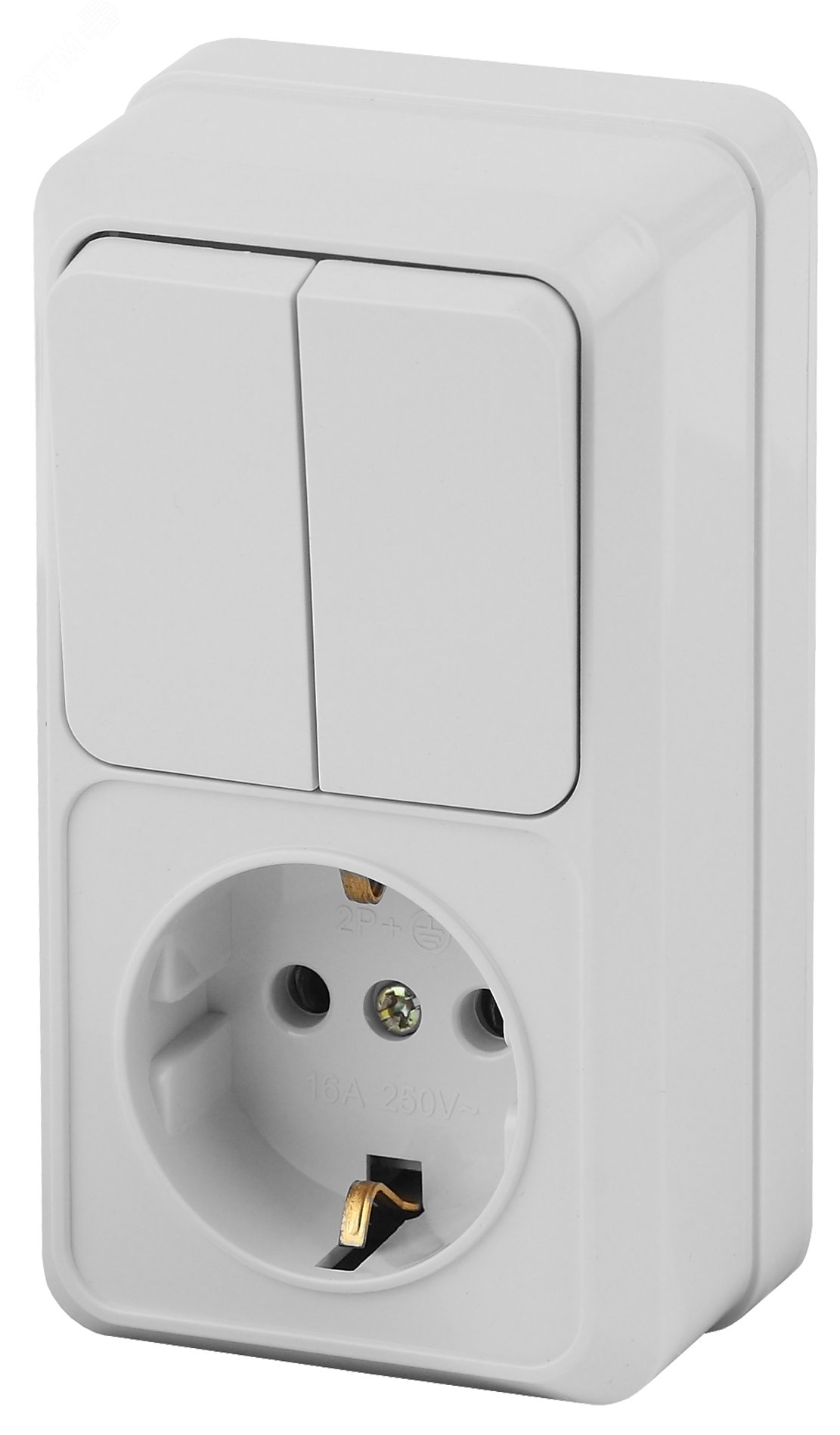 Изображение товара Блок розетка с выключателем Intro Quadro 2-706-01 двойной IP20 16А 250В белый