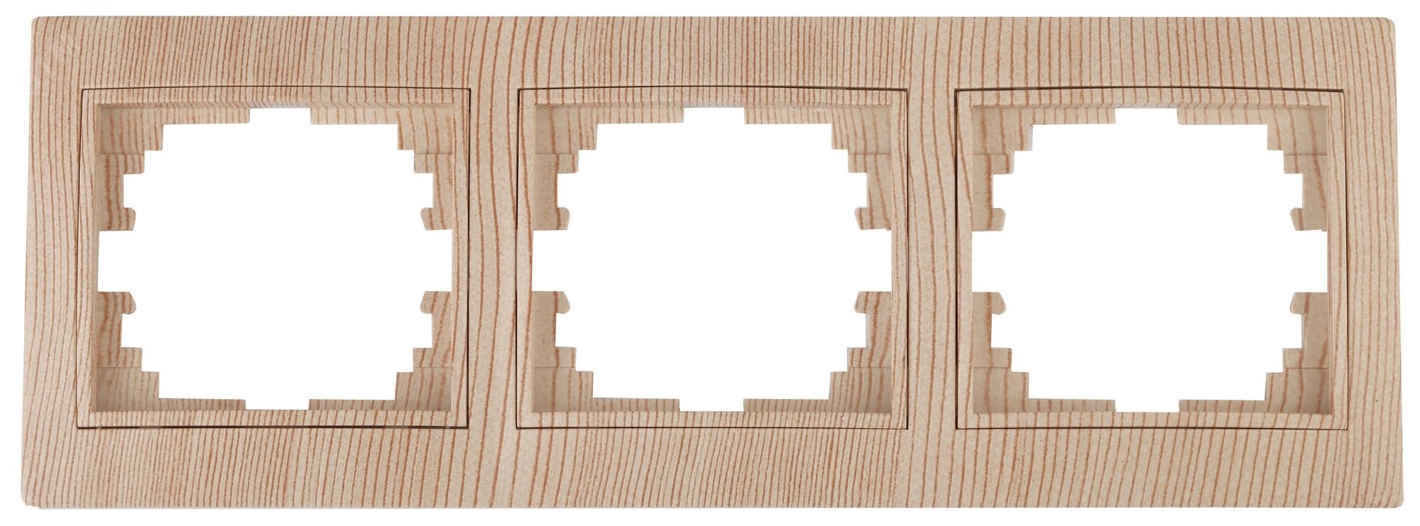 Изображение товара Рамка для розеток и выключателей Intro Plano 1-503-11 на 3 поста сосна