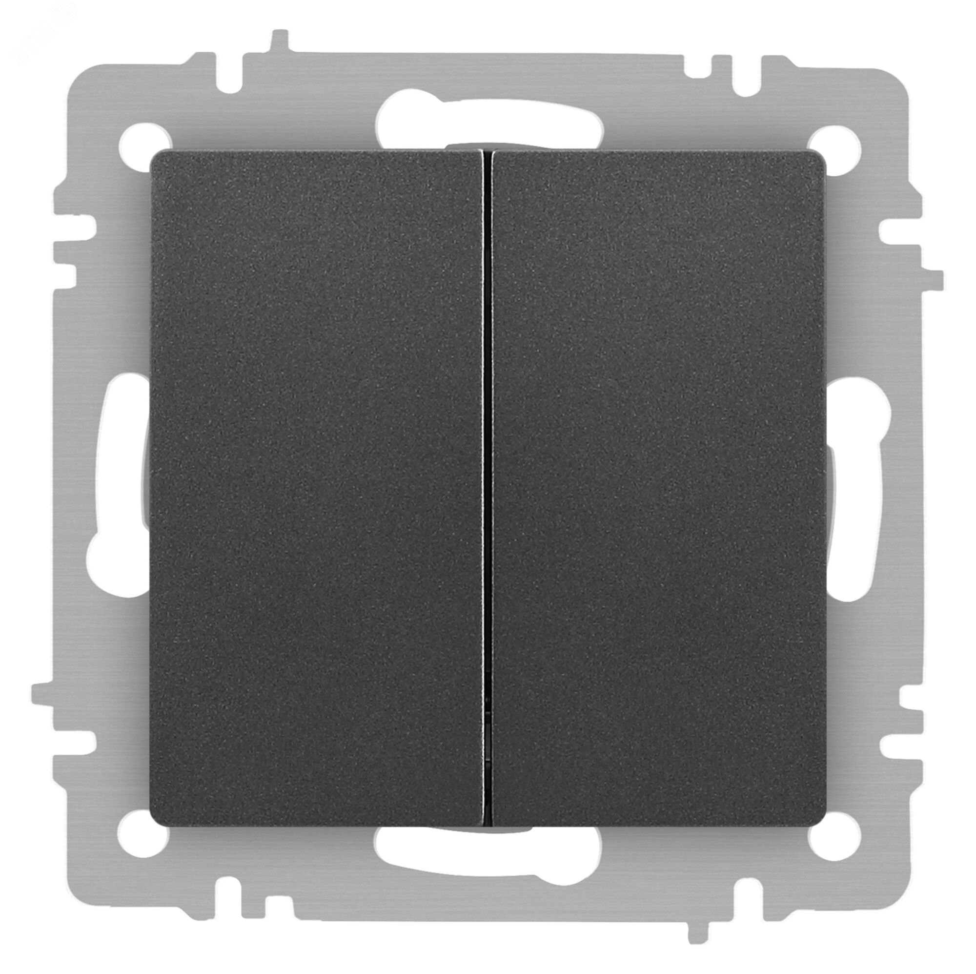 Изображение товара Двухклавишный выключатель скрытой установки серии Intro Accent графит 10А 250В