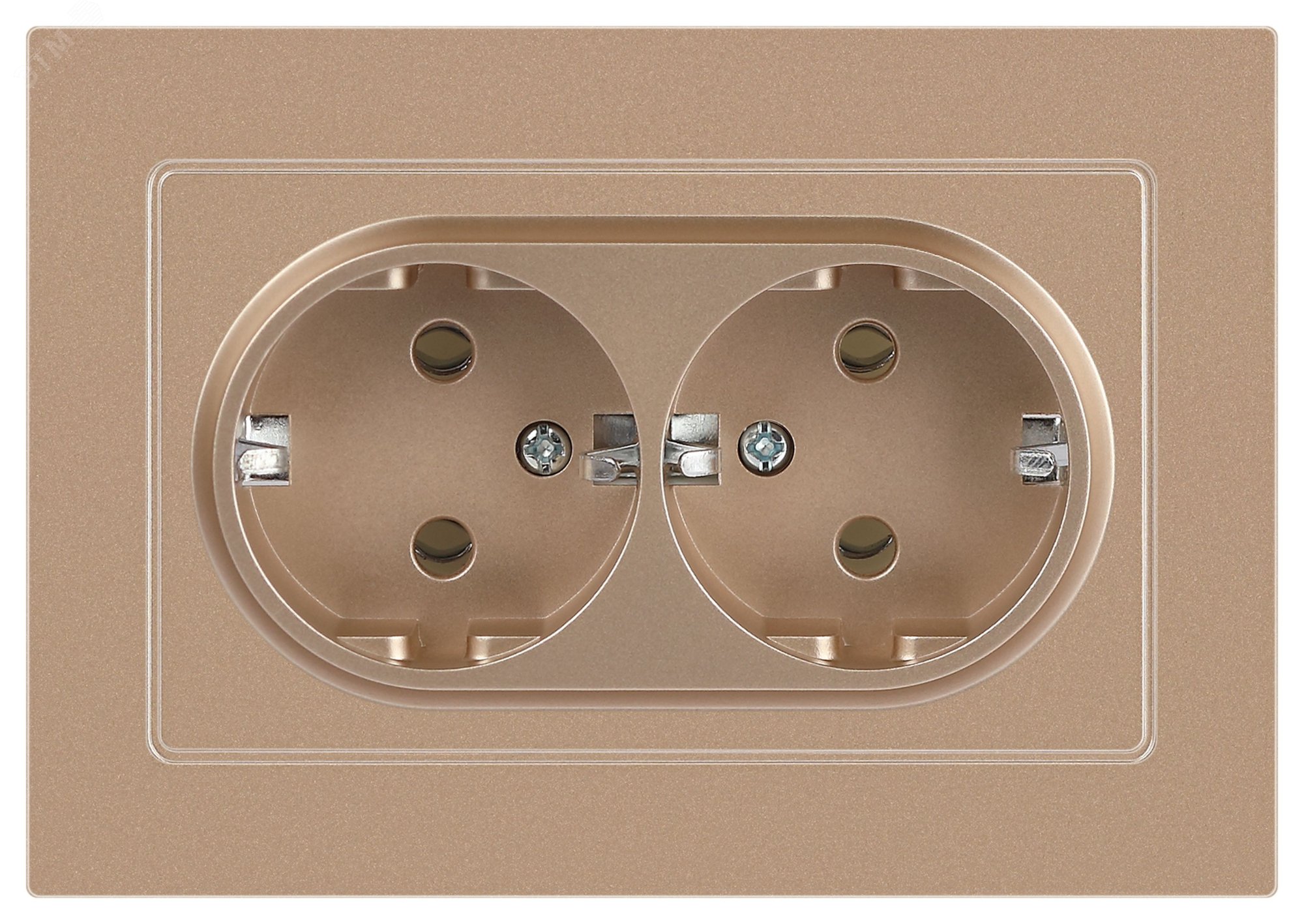 Изображение товара Розетка двойная с заземлением скрытого монтажа серия Intro Accent шампань 16А IP20