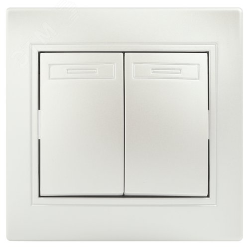 Изображение товара Выключатель двухклавишный, в рамку (скрытого монтажа) перламутр 10А 250В Intro Plano 1-104-06 (шт)