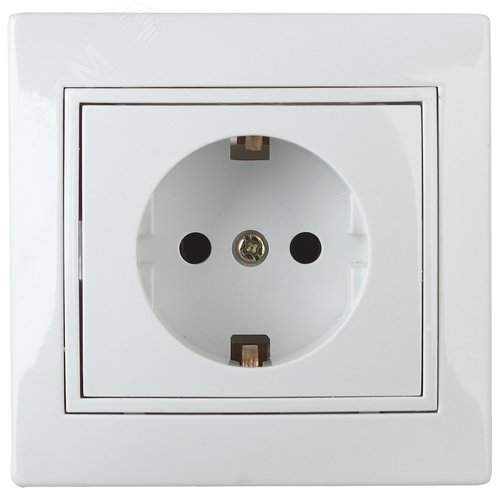 Изображение товара Розетка однофазная скрытого монтажа, в рамку с заземлением со шторками белый 16А 250В IP20 1-206-01 Intro Plano (шт)