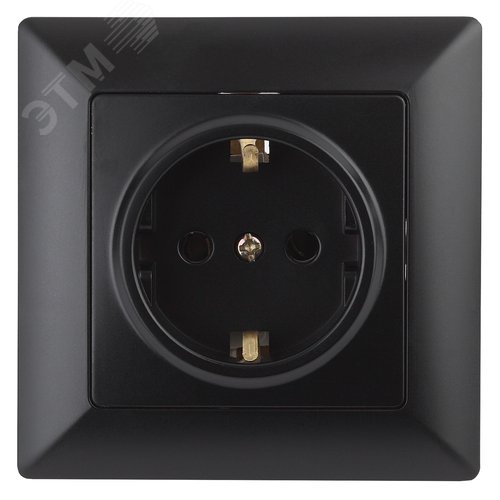 Изображение товара Розетка однофазная скрытого монтажа, в рамку с заземлением без шторок антрацит 16А 250В IP20 4-202-05 Intro Solo (шт)