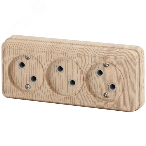 Изображение товара Розетка однофазная тройная наружная (открытой установки) без шторок сосна 16А 250В IP20 2-205-11 Intro Quadro (шт)