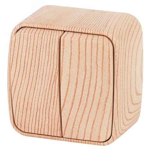 Изображение товара Выключатель двухклавишный наружный (открытой установки) сосна 10А 250В винтовые зажимы Intro Polo 3-104-11 (шт)