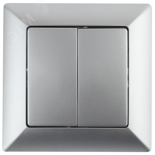 Изображение товара Переключатель Intro Solo 4-107-03 двухклавишный 10А-250В, IP20, СУ, алюминий (шт)