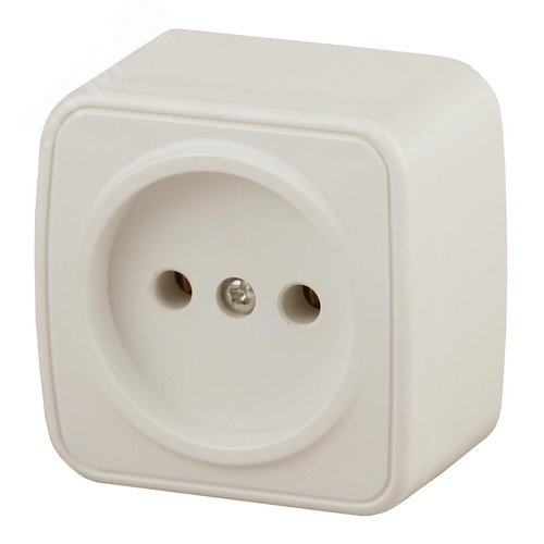 Изображение товара Розетка однофазная наружная (открытой установки) без шторок слоновая кость 16А 250В IP20 винтовые зажимы 3-201-02 Intro Polo (шт)