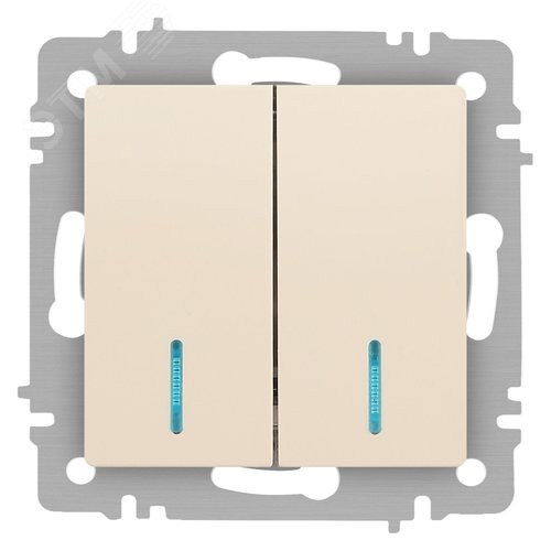 Изображение товара Выключатель двухклавишный, в рамку (скрытого монтажа) с подсветкой венге 10А 250В винтовые зажимы Intro Accent 6-105-02 (шт)