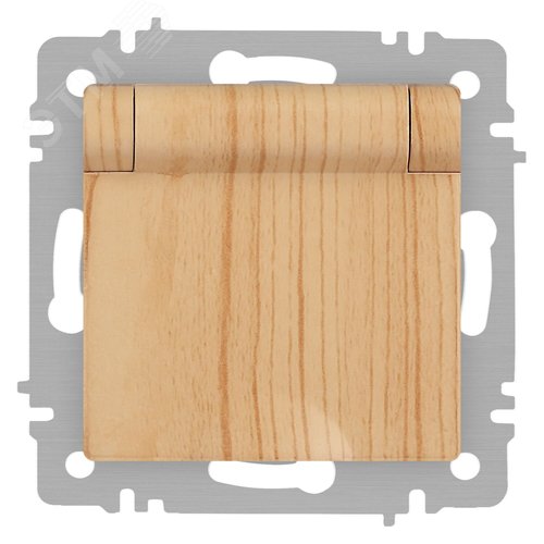 Изображение товара Розетка однофазная скрытого монтажа, в рамку с заземлением без шторок сосна с крышкой 16А 250В IP20 винтовые зажимы 6-203-11 Intro Accent (шт)