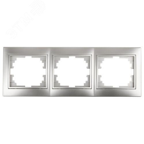 Изображение товара Рамка для розеток и выключателей 3 поста алюминий пластик Intro Plano 1-503-03 (шт)