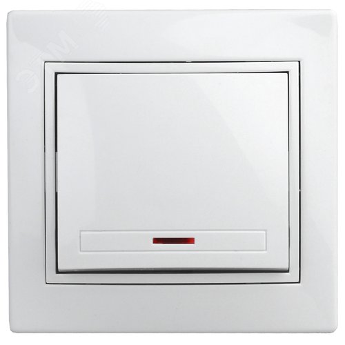 Изображение товара Выключатель одноклавишный, в рамку (скрытого монтажа) с подсветкой белый 10А 250В Intro Plano 1-102-01 (шт)