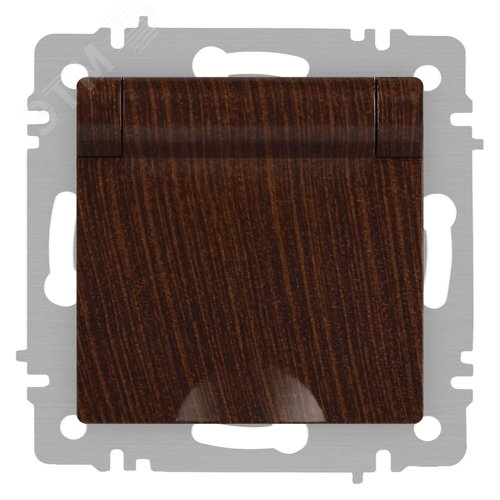 Изображение товара Розетка однофазная скрытого монтажа, в рамку с заземлением без шторок венге с крышкой 16А 250В IP20 винтовые зажимы 6-203-10 Intro Accent (шт)