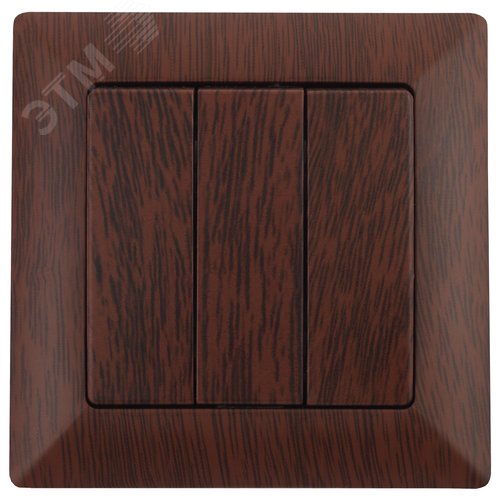 Изображение товара Выключатель тройной, 10А-250В, СУ, Solo, венге,4-106-10 (шт)