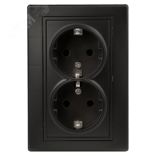 Изображение товара Розетка однофазная двойная скрытого монтажа, в рамку с заземлением без шторок антрацит 16А 250В IP20 1-205-05 Intro Plano (шт)