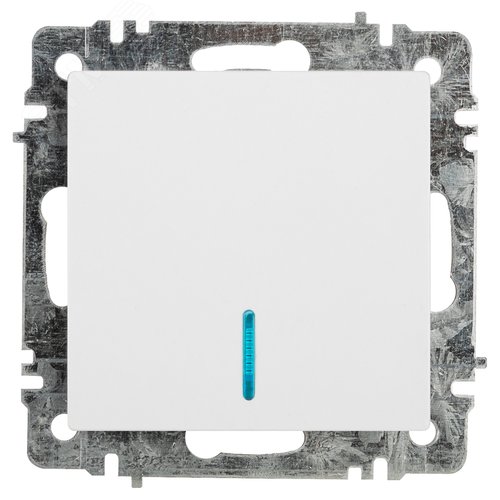 Изображение товара Выключатель одноклавишный, в рамку (скрытого монтажа) с подсветкой белый 10А 250В винтовые зажимы Intro Accent 6-102-01 (шт)