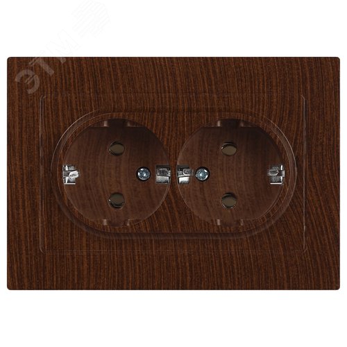 Изображение товара Розетка однофазная двойная скрытого монтажа, в рамку с заземлением без шторок венге 16А 250В IP20 винтовые зажимы 6-205-10 Intro Accent (шт)