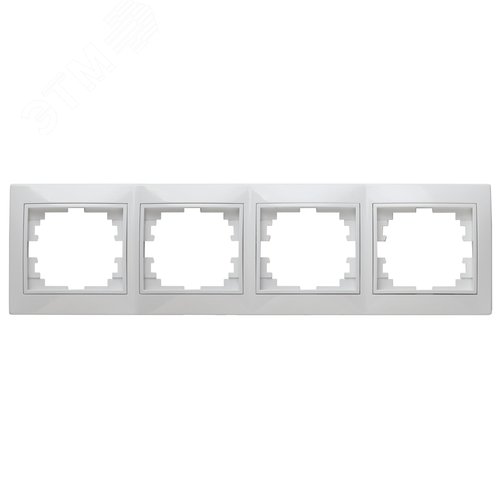 Изображение товара Рамка для розеток и выключателей 4 поста белый пластик Intro Plano 1-504-01 (шт)