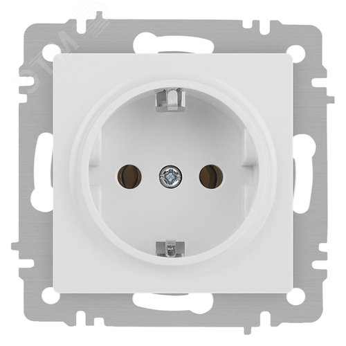 Изображение товара Розетка однофазная скрытого монтажа, в рамку с заземлением без шторок белый матовый 16А 250В IP20 винтовые зажимы 6-202-01М Intro Accent (шт)