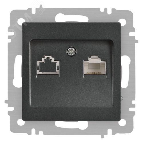 Изображение товара Розетка Intro Accent 6-303-07 информационная RJ45, IP20, СУ, графит (шт)