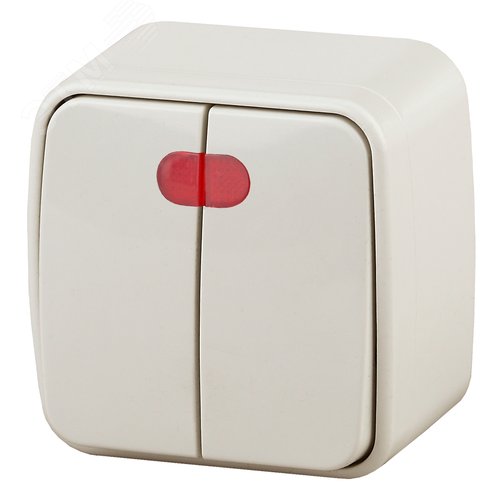 Изображение товара Выключатель двухклавишный наружный (открытой установки) с подсветкой слоновая кость 10А 250В Intro Polo 3-105-02 (шт)