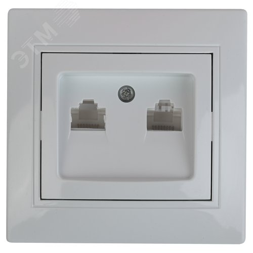 Изображение товара Розетка информационная 2xRJ45, СУ, Plano, алюминий 1-304-03 Intro (шт)