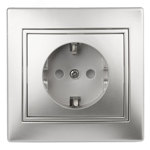 Изображение товара Розетка однофазная скрытого монтажа, в рамку с заземлением без шторок алюминий 16А 250В IP20 1-202-03 Intro Plano (шт)